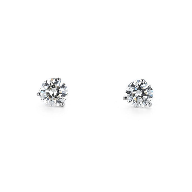 1.42ctw Round Lab Grown Diamond Stud Earrings, Martini - 14K White Gold