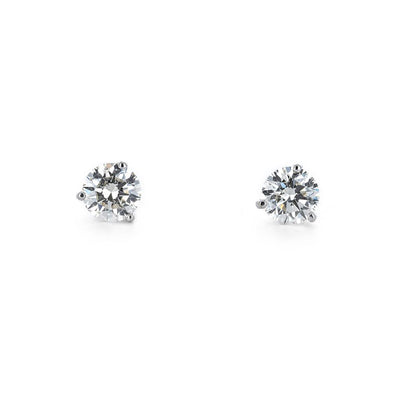 1.43ctw Round Lab Grown Diamond Stud Earrings, Martini - 14K White Gold