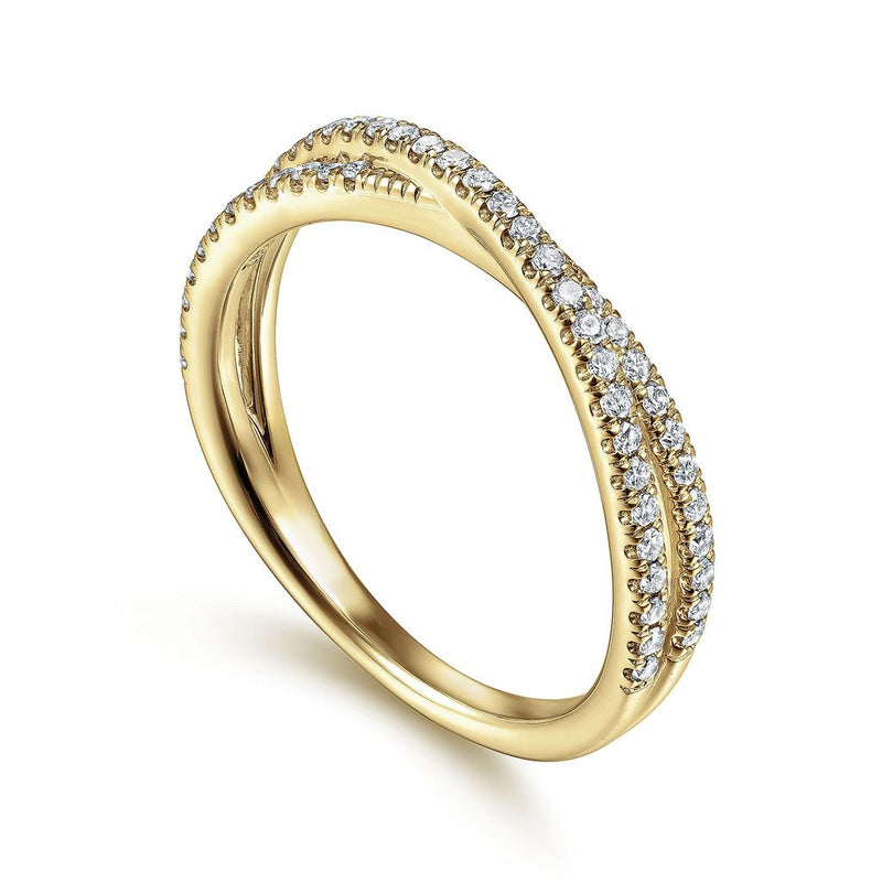 0.26ctw Round Criss-Cross Diamond Band - 14K Yellow Gold