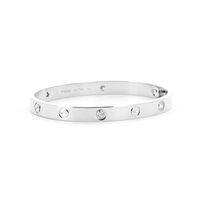 Cartier | 0.42ctw Love Bangle, 4 Diamond, Size 16 - 18k White Gold