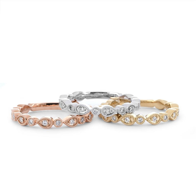 Round + Pear Stackable Band | 0.18ct | Yellow Gold