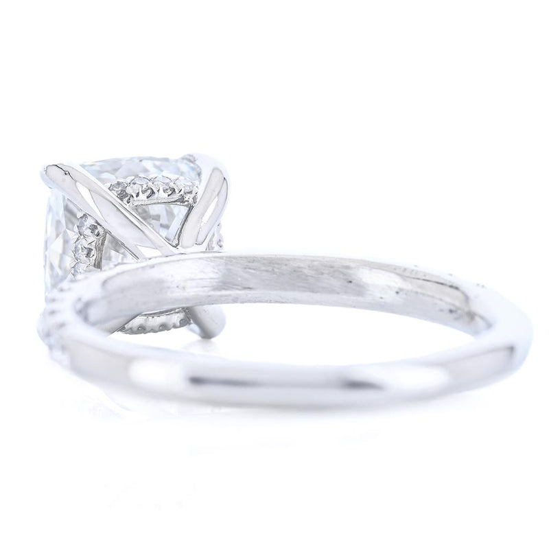 2.96CTW Cushion Lab Grown Diamond Engagement Ring - Solitaire + Pavé Band - 950 Platinum