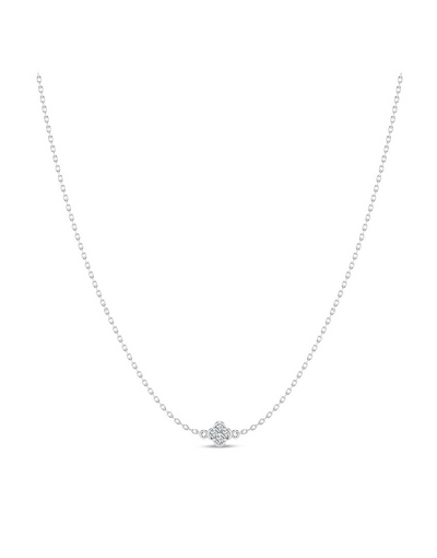 0.20 ctw Diamond Station Clover Necklace - 14k White Gold