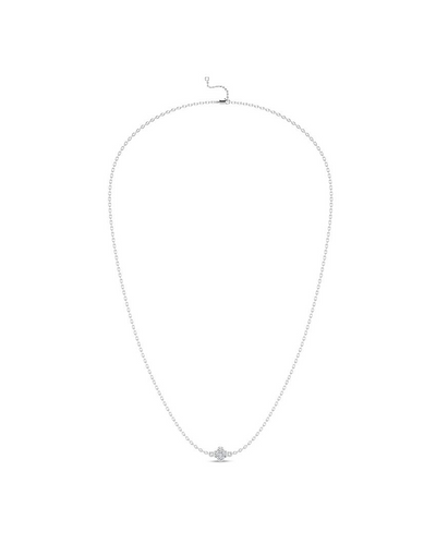 0.20 ctw Diamond Station Clover Necklace - 14k White Gold