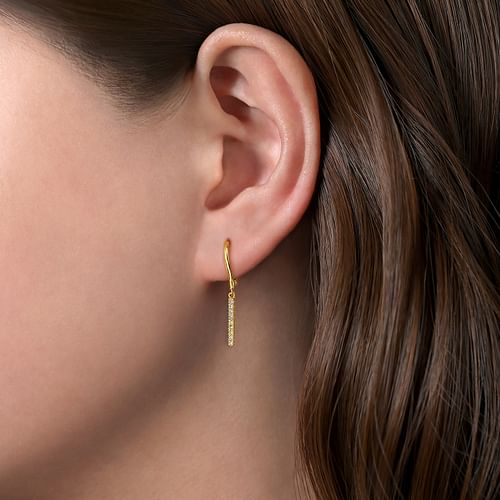 .11CTW Diamond Drop Earrings - 14K Yellow Gold