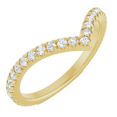 "V" Contour Diamond Band, Size 7 - 14K Yellow Gold