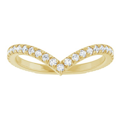 "V" Contour Diamond Band, Size 7 - 14K Yellow Gold