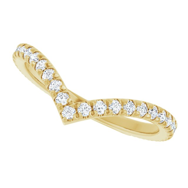 "V" Contour Diamond Band, Size 7 - 14K Yellow Gold