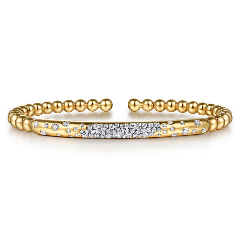 .59CTW Diamond Bujukan Split Cuff Bangle Bracelet - 14K Yellow Gold