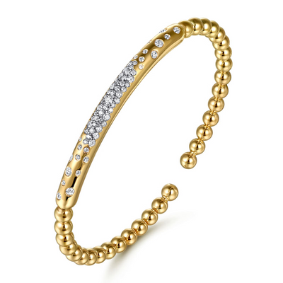 .59CTW Diamond Bujukan Split Cuff Bangle Bracelet - 14K Yellow Gold