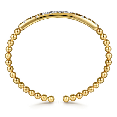 .59CTW Diamond Bujukan Split Cuff Bangle Bracelet - 14K Yellow Gold
