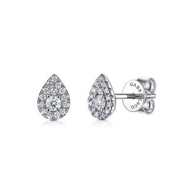0.28 Diamond Stud Earrings - Marquise Set - 14K White Gold