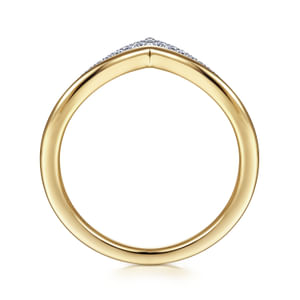 .06CTW Diamond Chevron Ring, Size 6.5 - 14K Two-Tone Gold