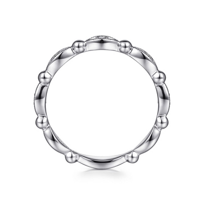 .05CTW Diamond Bujukan Marquise Station Stackable Ring, Size 6.5 - 14K White Gold