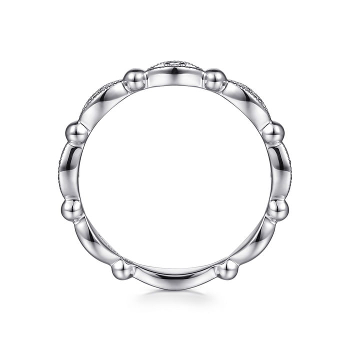 .05CTW Diamond Bujukan Marquise Station Stackable Ring, Size 6.5 - 14K White Gold