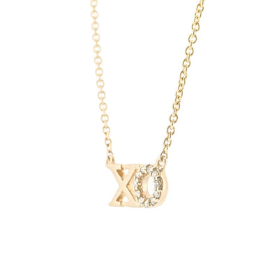 .03CTW Round Diamond "X" and "O" Necklace, 17" - 14K Yellow Gold