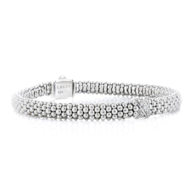 Lagos | Single Station X Diamond Bracelet, 6" - 925 Sterling Silver