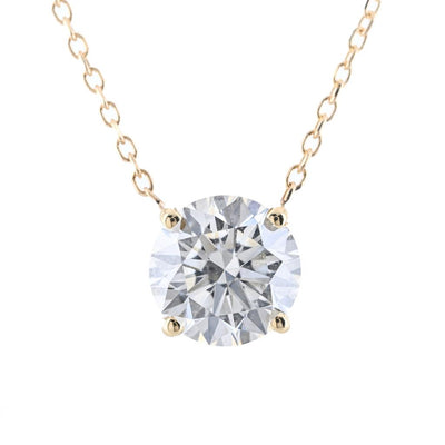 1.55CT Round Lab-Grown Diamond Pendant, Basket Setting, 18" - 14K Yellow Gold