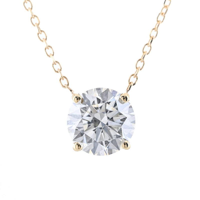 1.55CT Round Lab-Grown Diamond Pendant, Basket Setting, 18" - 14K Yellow Gold