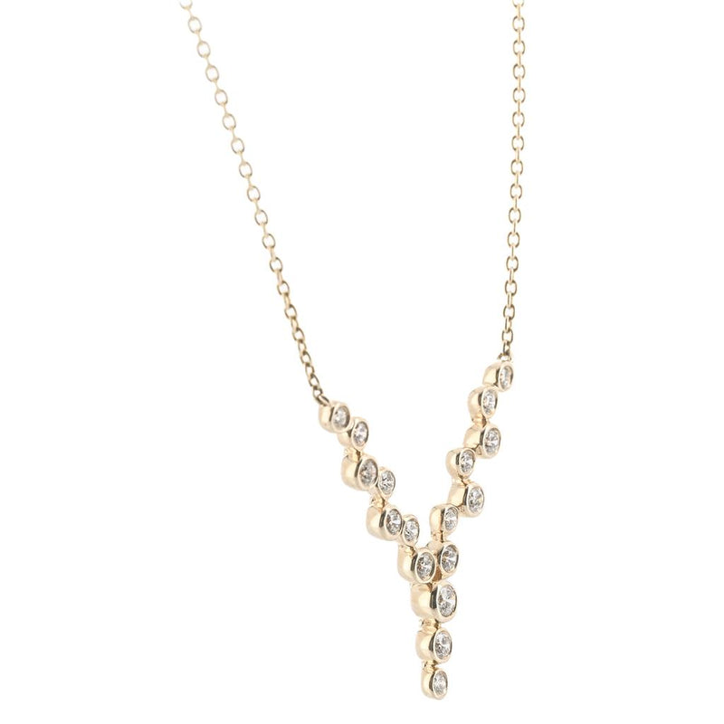 .34CTW Round Diamond "V" Necklace, 17" - Scattered - 14K Yellow Gold