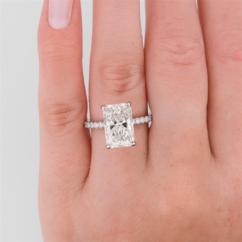 4.28ctw Radiant Diamond Pavé Solitaire Engagement Ring - 950 Platinum