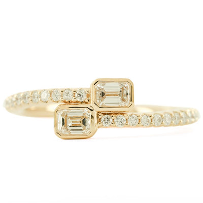 .57CTW Emerald Diamond Ring - Pave - 14K Yellow Gold