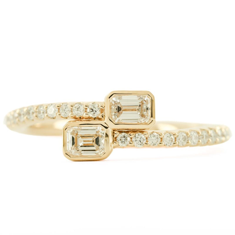 .57CTW Emerald Diamond Ring - Pave - 14K Yellow Gold