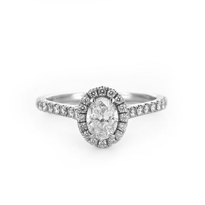 1.10ctw Oval Halo Diamond Engagement Ring - White Gold