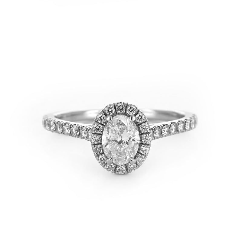 1.10ctw Oval Halo Diamond Engagement Ring - White Gold