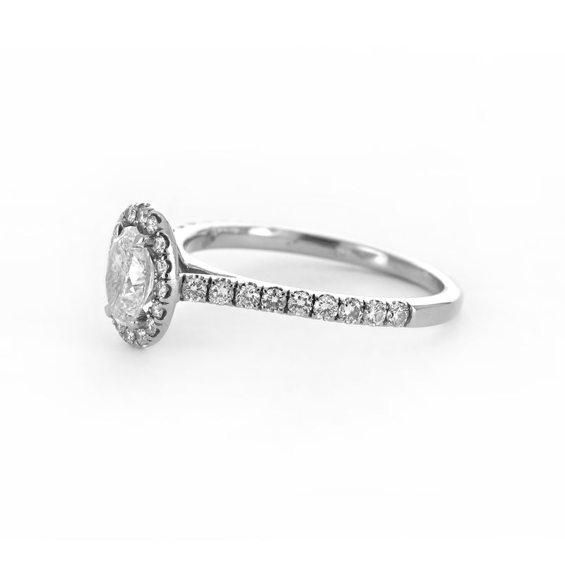 1.10ctw Oval Halo Diamond Engagement Ring - White Gold