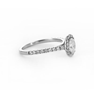 1.10ctw Oval Halo Diamond Engagement Ring - White Gold
