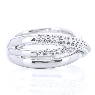 .33CTW White Sapphire Bujukan Criss Cross Ring, Size 6.5 - Sterling Silver