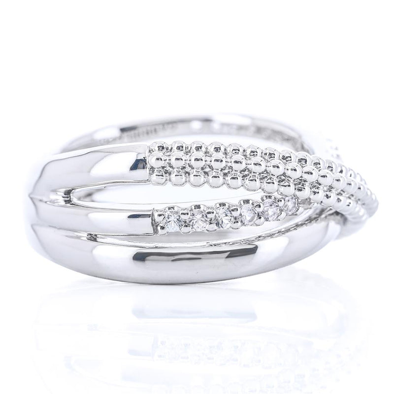 .33CTW White Sapphire Bujukan Criss Cross Ring, Size 6.5 - Sterling Silver