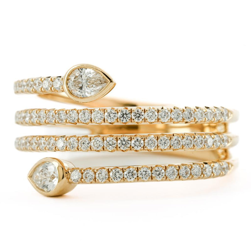 .80CTW Pear Diamond Ring - Bezel, Pave, Wrap - 14K Yellow Gold