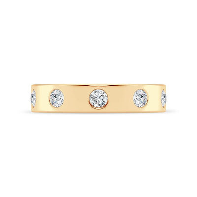 0.55ctw Five Round Diamond Flush Set Band, Size 6.5 – 14K Yellow Gold