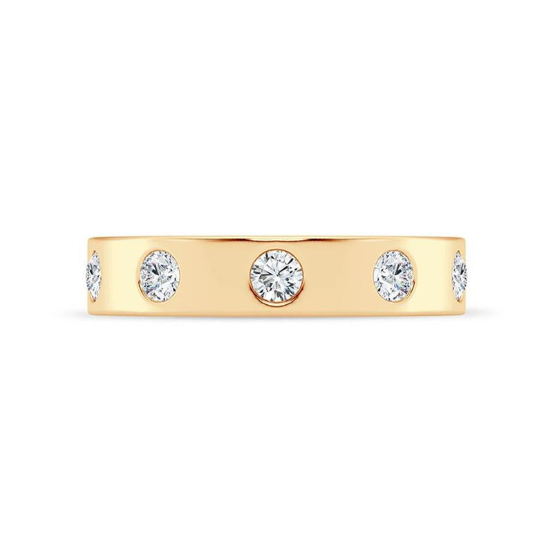 0.55ctw Five Round Diamond Flush Set Band, Size 6.5 – 14K Yellow Gold