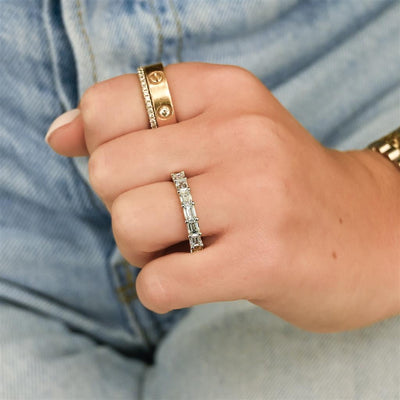 1.64CTW Emerald Diamond Band - East/West - 950 Platinum