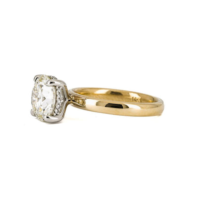 3.31ctw Round Solitaire Diamond Engagement Ring, 3mm Band - 950 Platinum & 14k Yellow Gold - Size 6.5