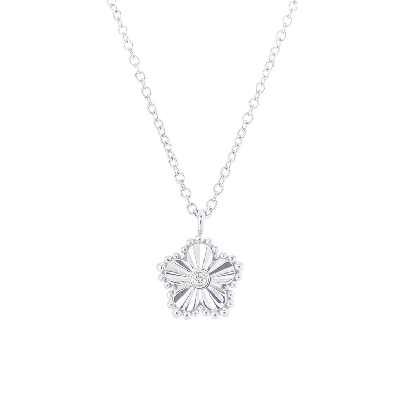 .01CT Diamond Flower Pendant, 17.5" -  Sterling Silver
