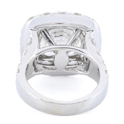 11.14CTW Round Diamond Engagement Ring - Halo - 18K White Gold