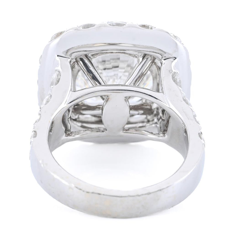 11.14CTW Round Diamond Engagement Ring - Halo - 18K White Gold