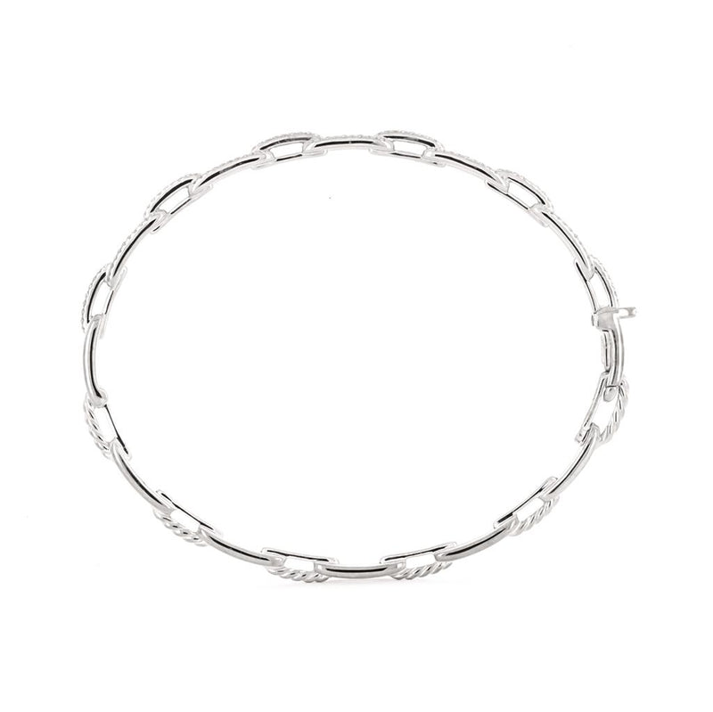 David Yurman | 0.41ctw Diamond Stax Chain Link Bracelet - 18K White Gold