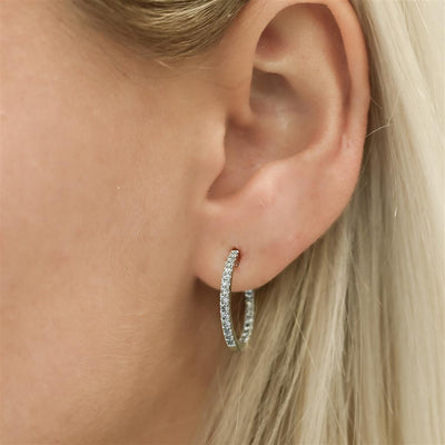 .50CTW Diamond Hoop Earrings - 14K White Gold