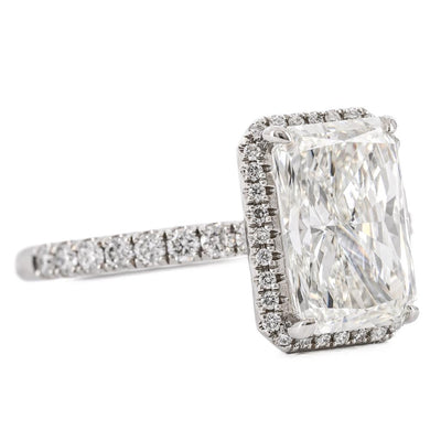 3.08CTW Radiant Diamond Engagment Ring  - Halo - 950 Platinum
