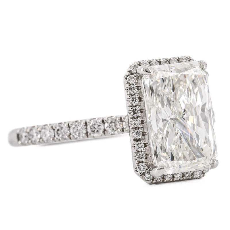 3.08CTW Radiant Diamond Engagment Ring  - Halo - 950 Platinum