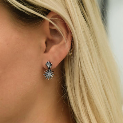 David Yurman | .22CTW Starburst Double Drop Earrings - 925 Sterling Silver