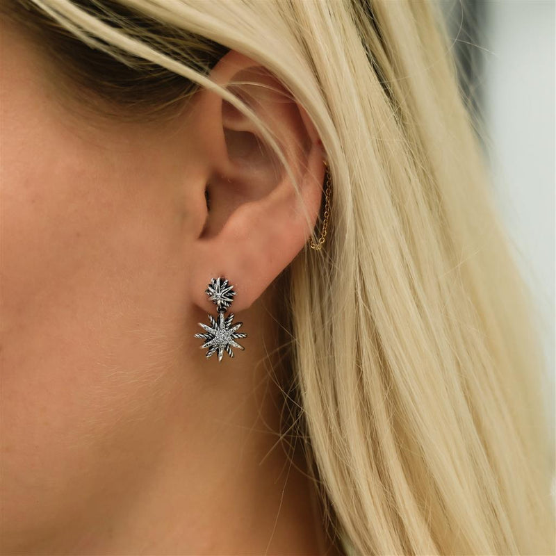 David Yurman | .22CTW Starburst Double Drop Earrings - 925 Sterling Silver