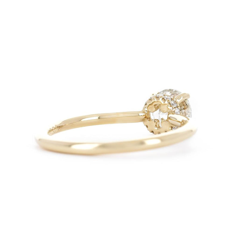 0.54ctw Round Diamond Solitaire Engagement Ring, Diamond Collar - 14K Yellow Gold