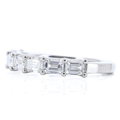 1.64CTW Emerald Diamond Band - East/West - 950 Platinum