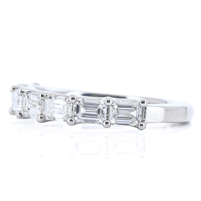 1.64CTW Emerald Diamond Band - East/West - 950 Platinum